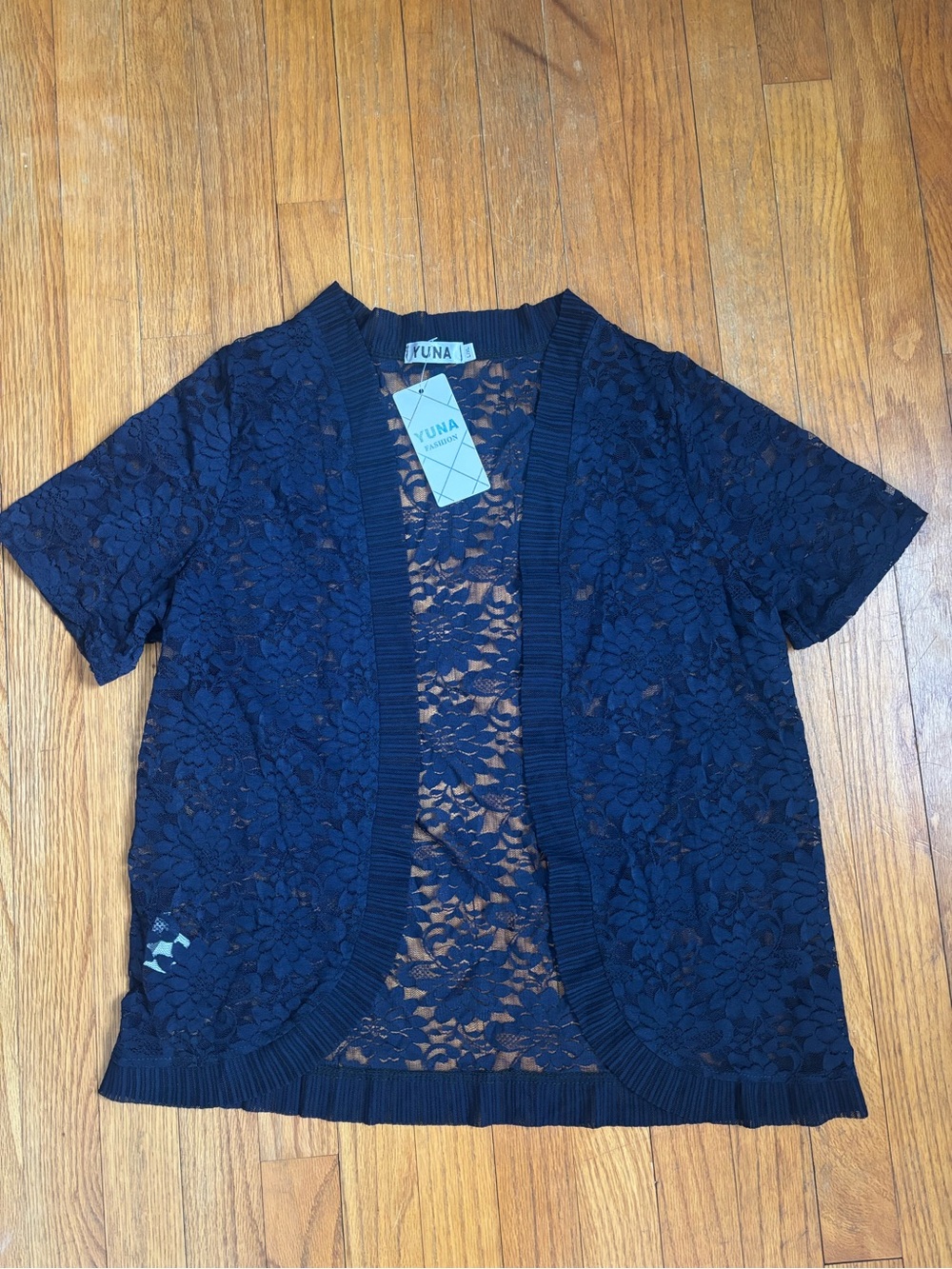 NWT Yuna Navy Lace Open Cardigan